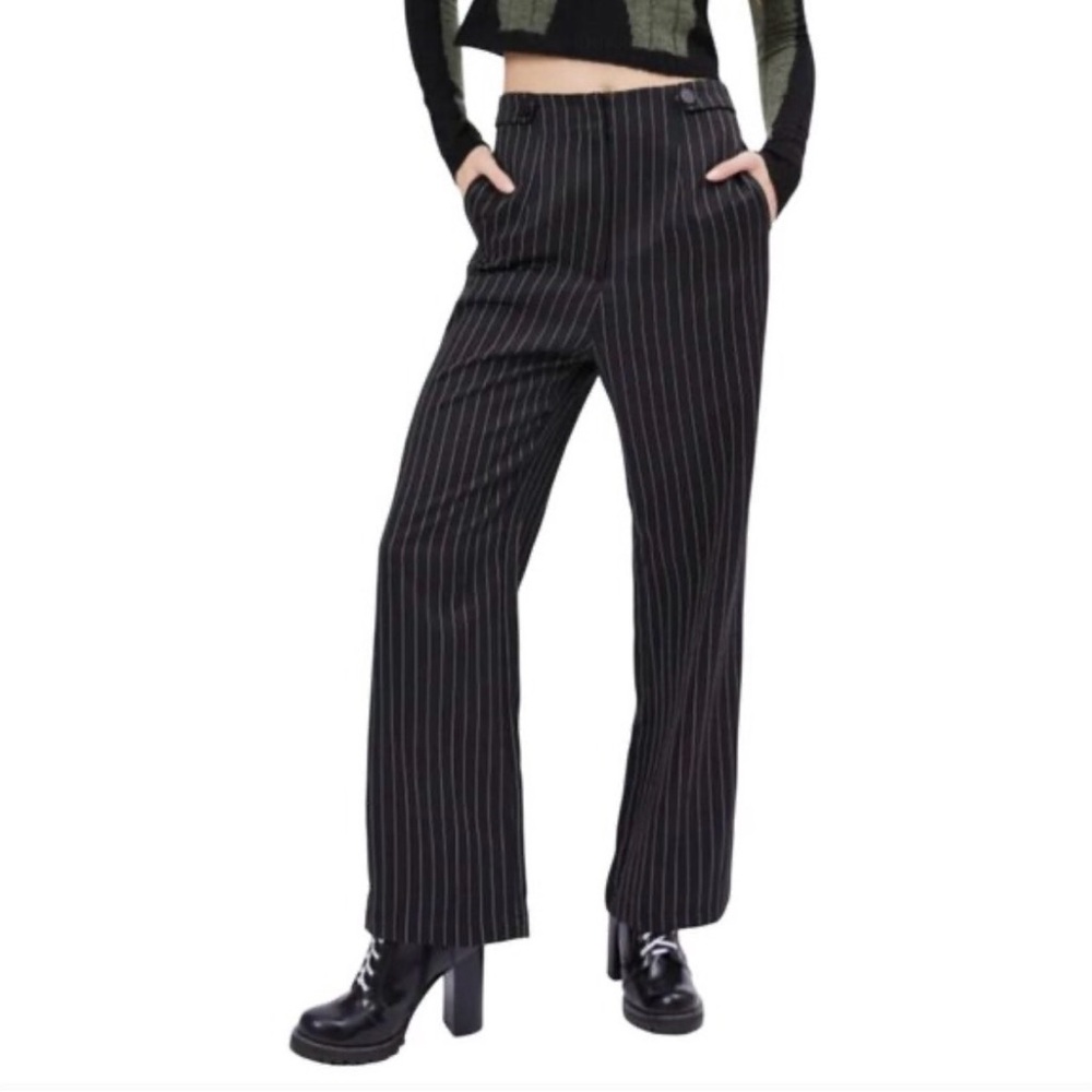 NWT Cider women’s Black Pinstripe Wide-Leg Trousers